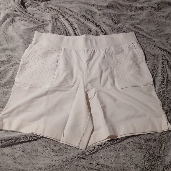 sport savvy Pants - Sport Savvy Women's  Eyelet Pocket  Pull On Knit Shorts White  SZ XL